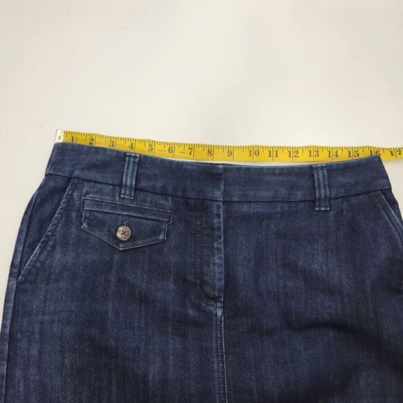 Ann Taylor Women's Dark Wash Stretch Denim, Jean Skirt Knee Length Size 8 - Picture 8 of 9